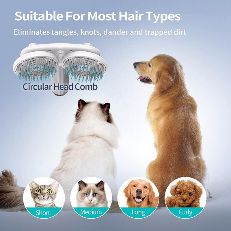 Pet Cat Brush Dog Slicker Brush Double-Headed Negative Ion One-Button Self Cleaning Pet Hair Removal